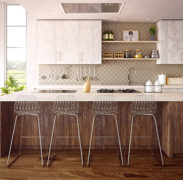 open plan storage in kitchen